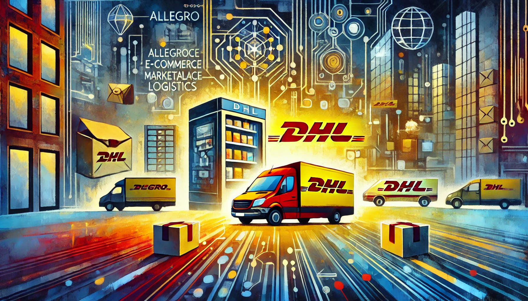 Allegro i DHL łączą siły: Nowa umowa zmienia zasady gry w e-commerce - Artystyczna wizja DALL-E